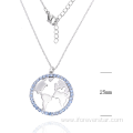 cz map design silver earrings jewelry sets necklace